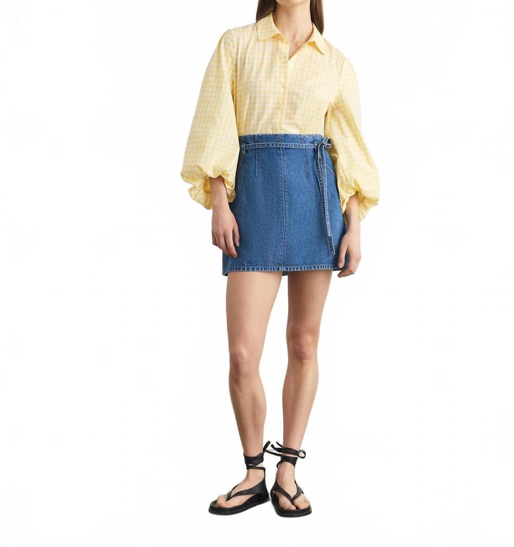 NEW TANYA TAYLOR annika denim skirt in medium indigo blue